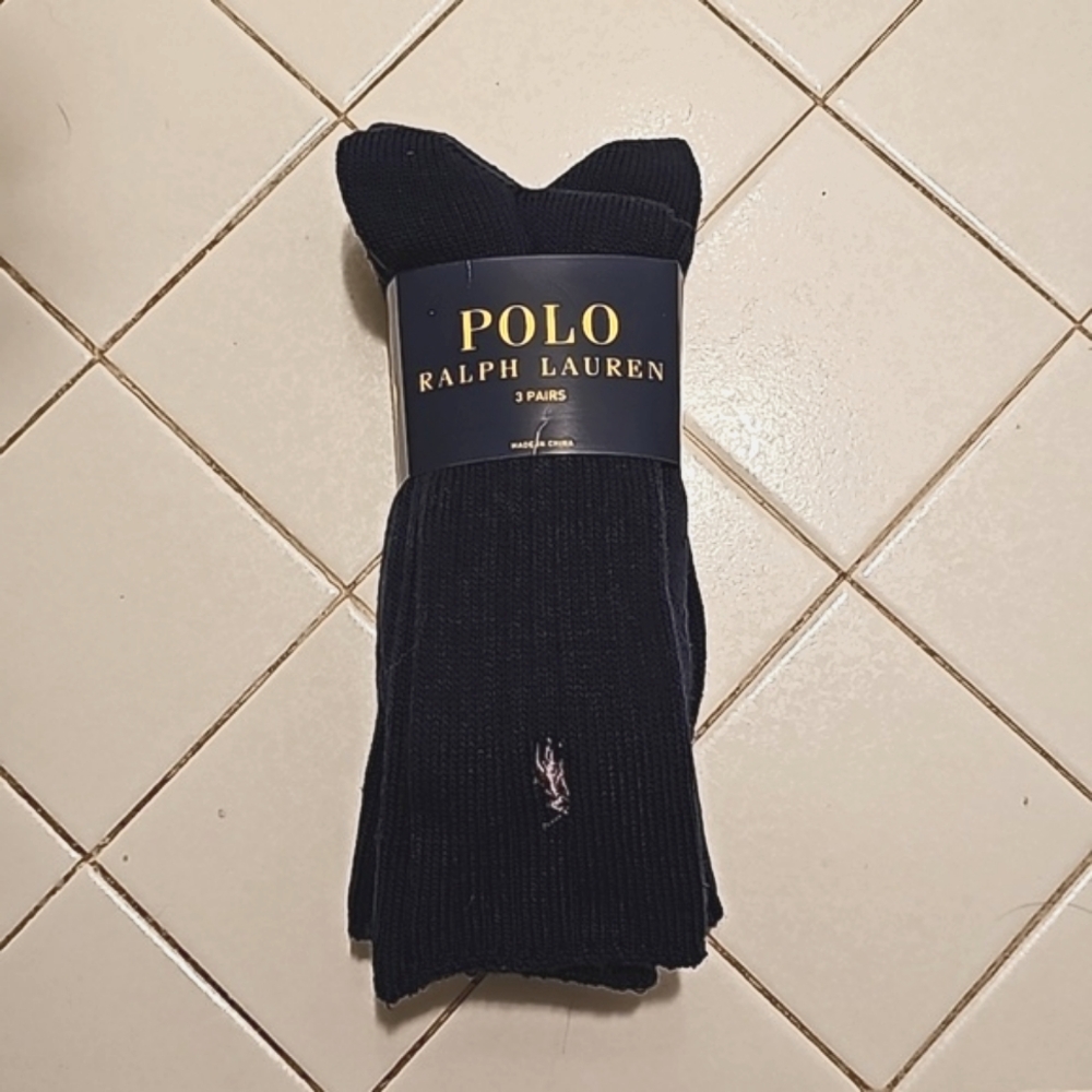 New Polo Ralph Lauren Men's Socks Blue 3 pack Navy